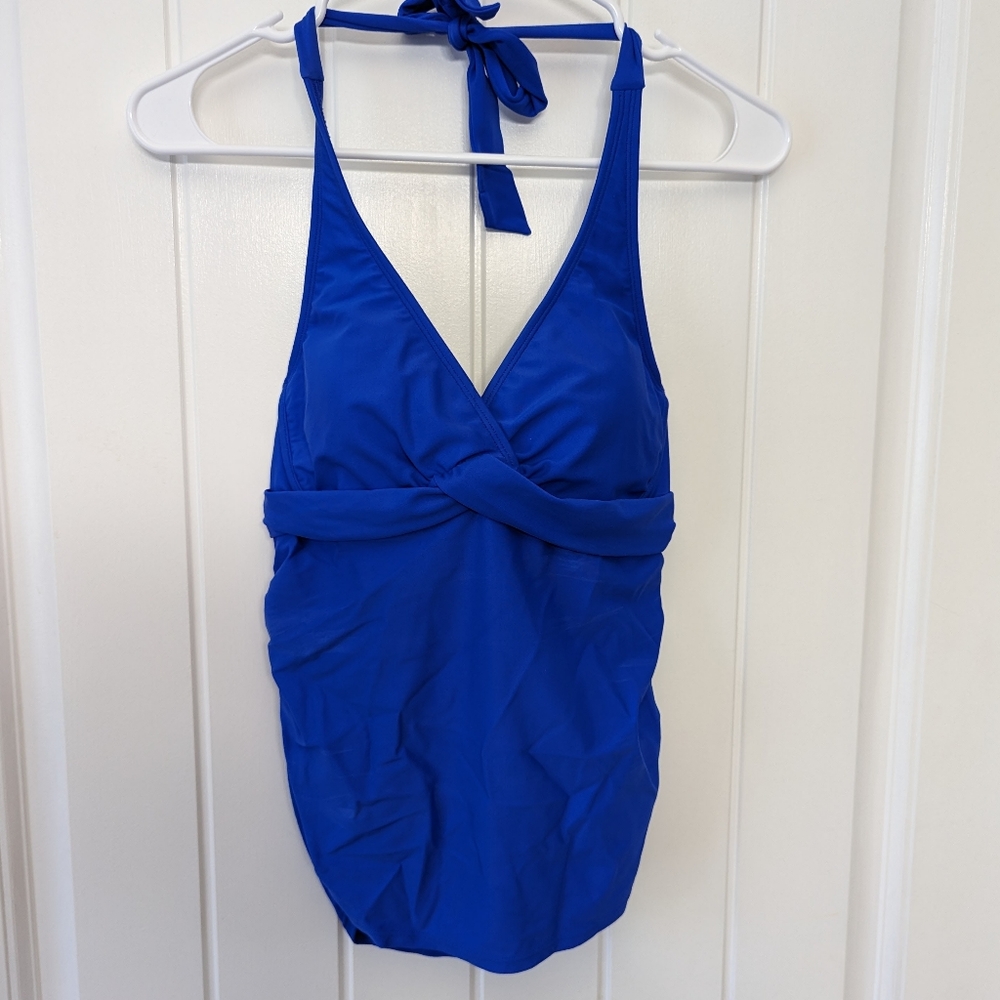 🔥Athleta Tankini Top with Twist Detail in Front in Blue Size 34 B/C
